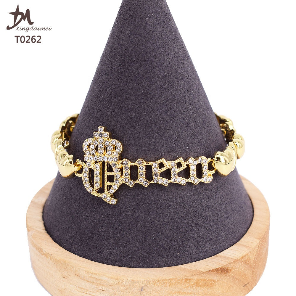 18K gold-plated women's XO queen crown jewelry set LMH Beauty
