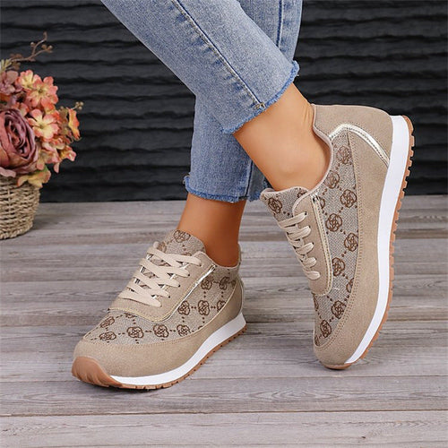 Flower Print Lace-up Sneakers Casual Fashion Lightweight Breathable