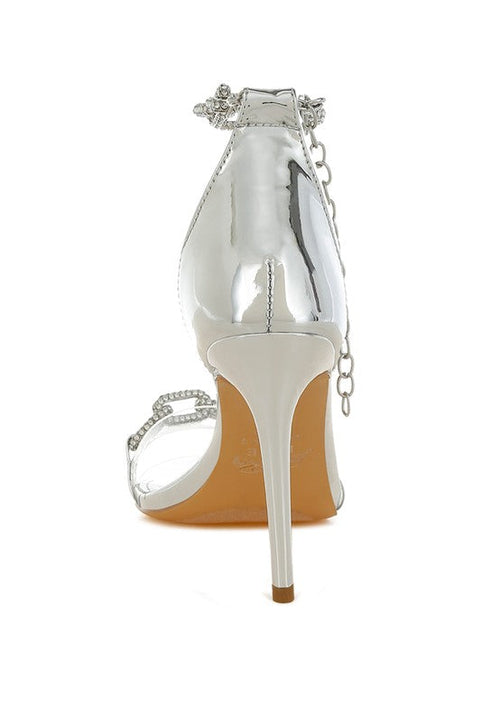 Traben Rhinestones Chain Metallic Stiletto Sandals
