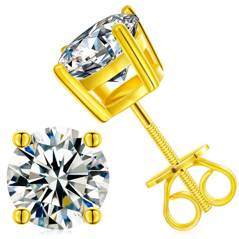 925 Sterling Silver Moissanite Diamond Classic Stud Earrings LMH Beauty