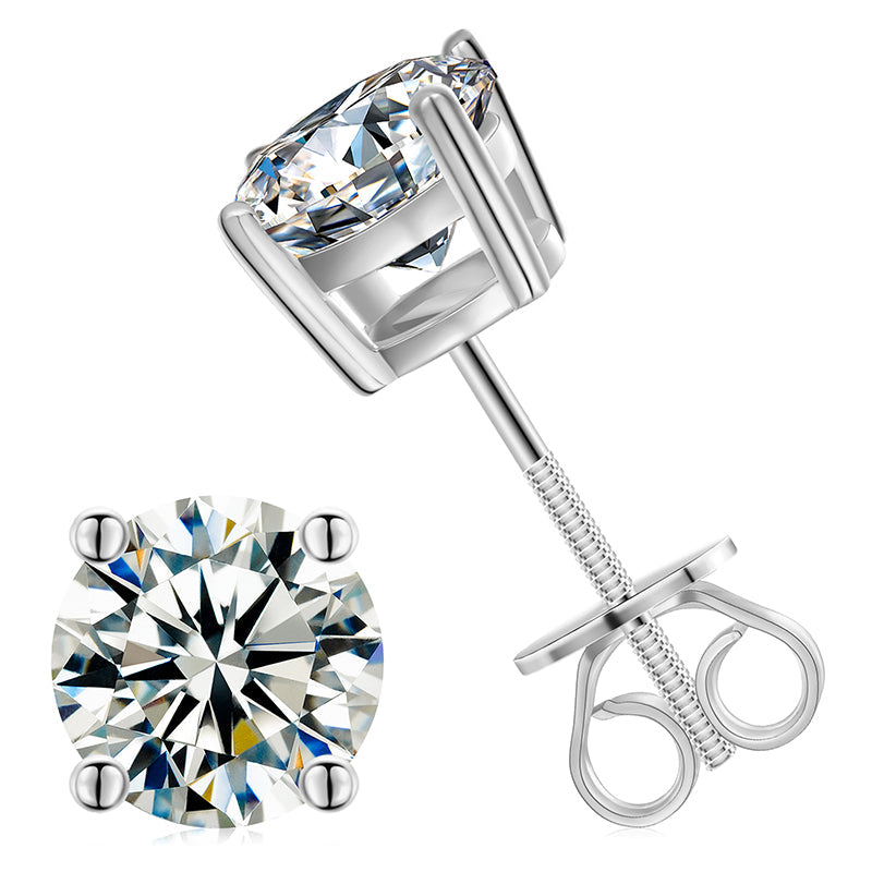 925 Sterling Silver Moissanite Diamond Classic Stud Earrings LMH Beauty