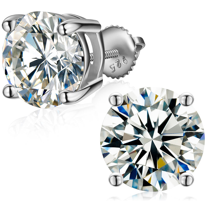 925 Sterling Silver Moissanite Diamond Classic Stud Earrings LMH Beauty
