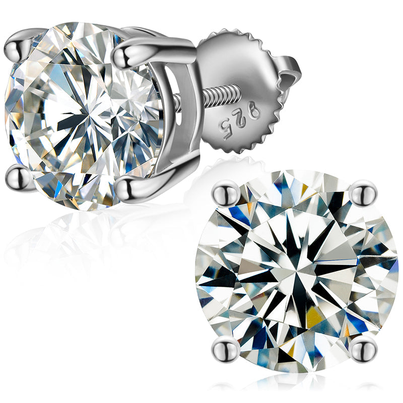 925 Sterling Silver Moissanite Diamond Classic Stud Earrings LMH Beauty