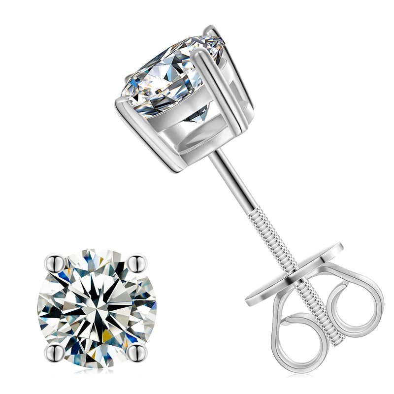 925 Sterling Silver Moissanite Diamond Classic Stud Earrings LMH Beauty