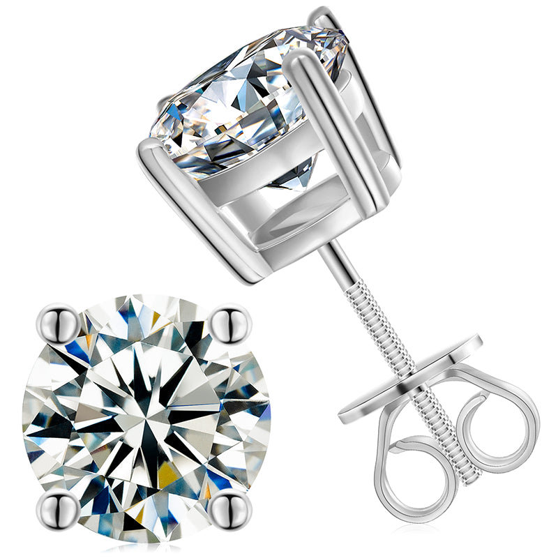 925 Sterling Silver Moissanite Diamond Classic Stud Earrings LMH Beauty