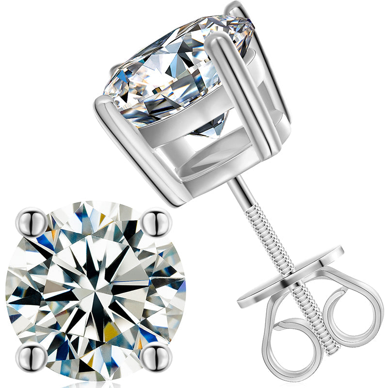 925 Sterling Silver Moissanite Diamond Classic Stud Earrings LMH Beauty