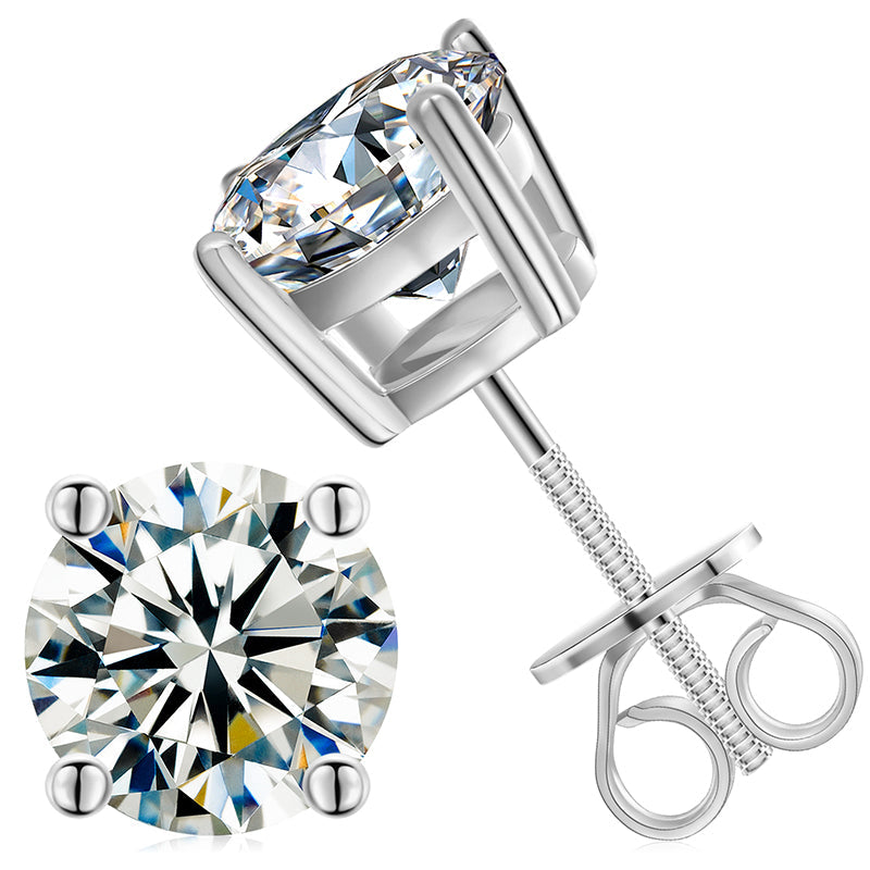 925 Sterling Silver Moissanite Diamond Classic Stud Earrings LMH Beauty