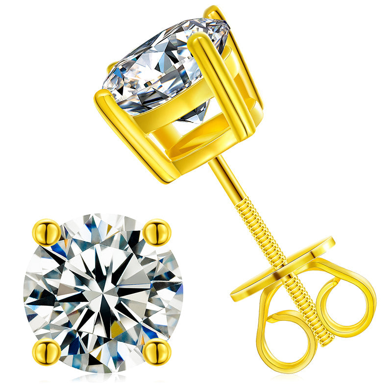 925 Sterling Silver Moissanite Diamond Classic Stud Earrings LMH Beauty