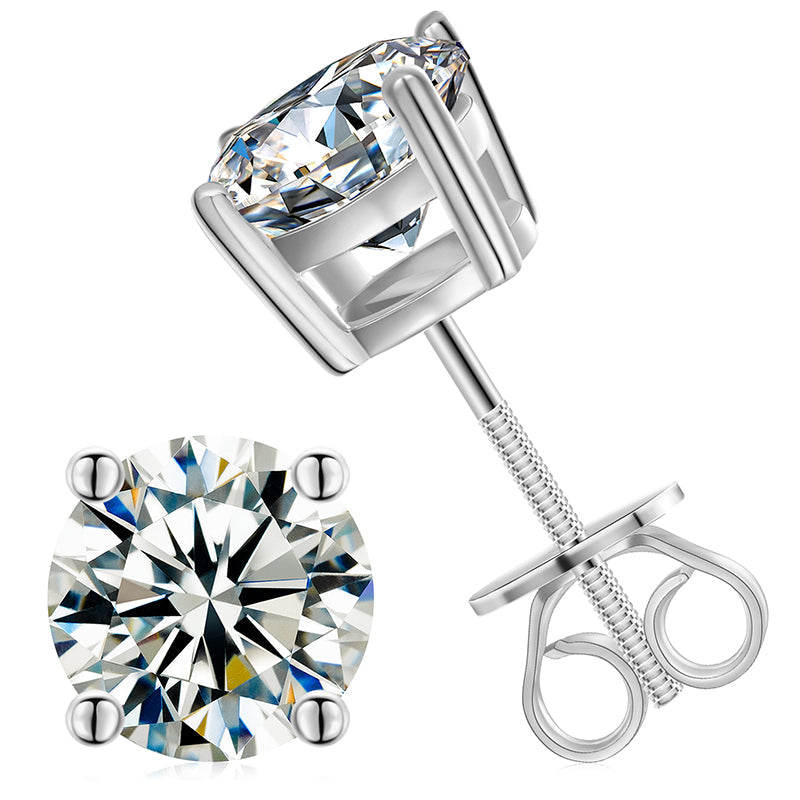 925 Sterling Silver Moissanite Diamond Classic Stud Earrings LMH Beauty