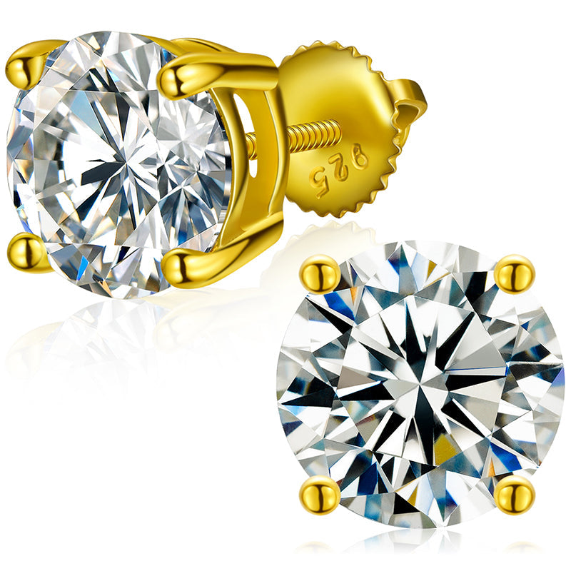 925 Sterling Silver Moissanite Diamond Classic Stud Earrings LMH Beauty