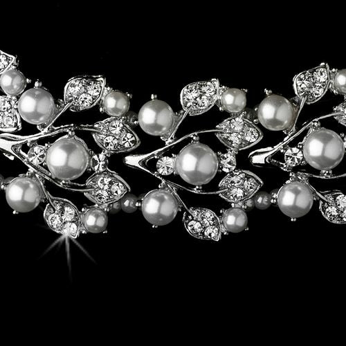 Crystal Pearl Fashion Necklace Earrings Jewelry Set