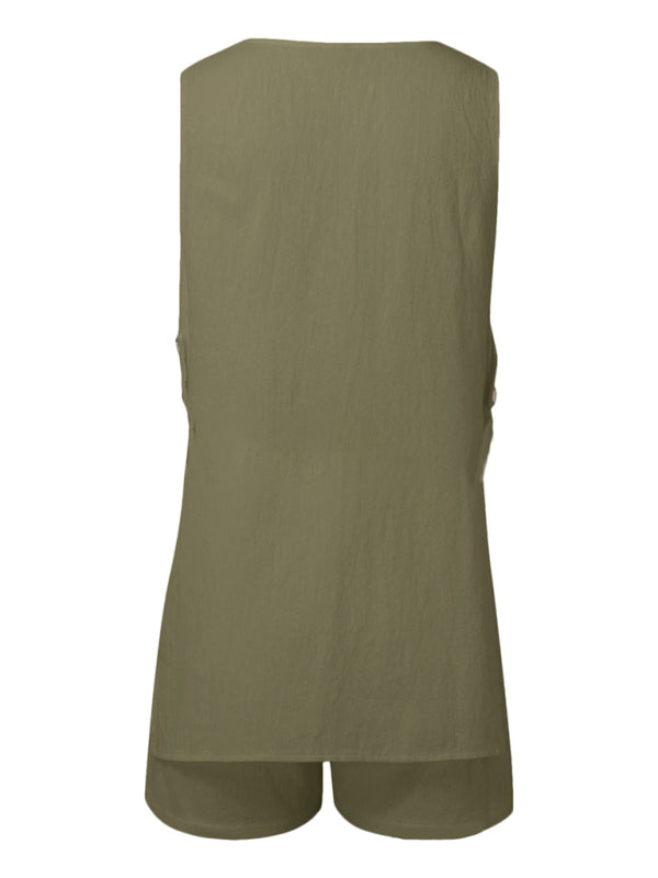 New style sleeveless shorts two-piece suit, fashionable and comfortable, can be worn as outdoor women's home clothes