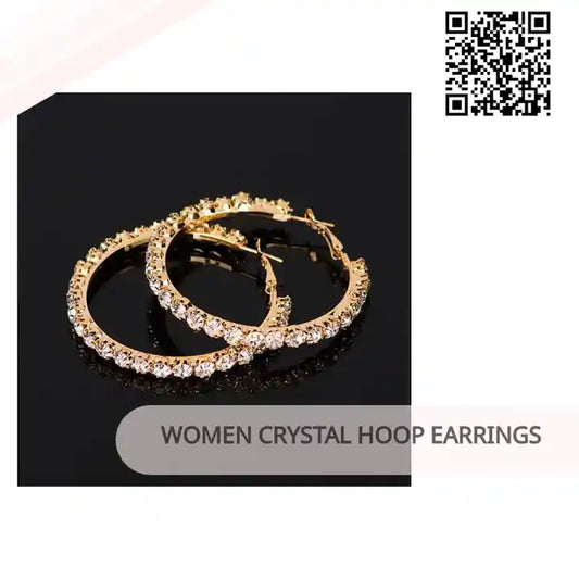 Women Crystal Hoop Earrings by@Outfy