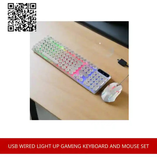 USB Wired Light Up Gaming Keyboard and Mouse Set by@Outfy