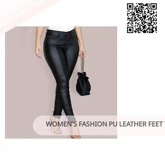 Women's Fashion Pu Leather Feet Trousers by@Outfy