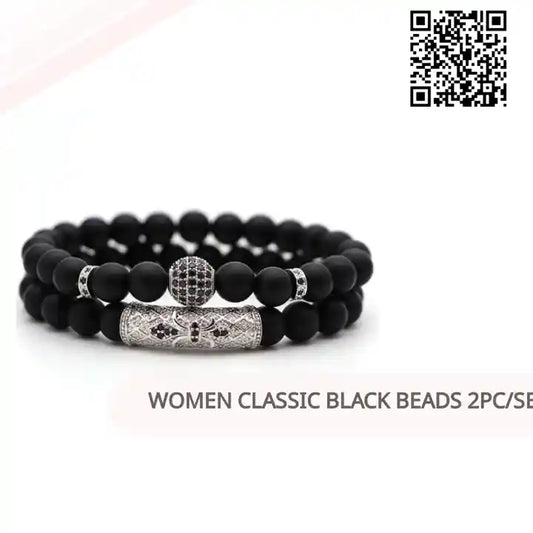 Women Classic Black Beads 2pc/Set by@Outfy