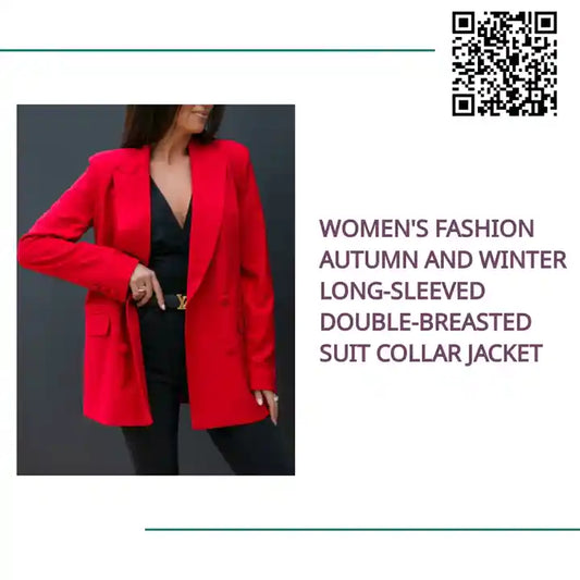 Women's fashion autumn and winter long-sleeved double-breasted suit collar jacket by@Outfy