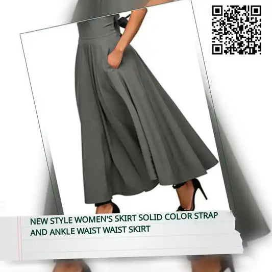 New style women's skirt solid color strap and ankle waist waist skirt by@Outfy