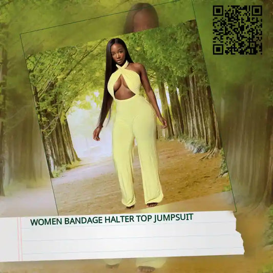 Women Bandage Halter Top Jumpsuit by@Outfy