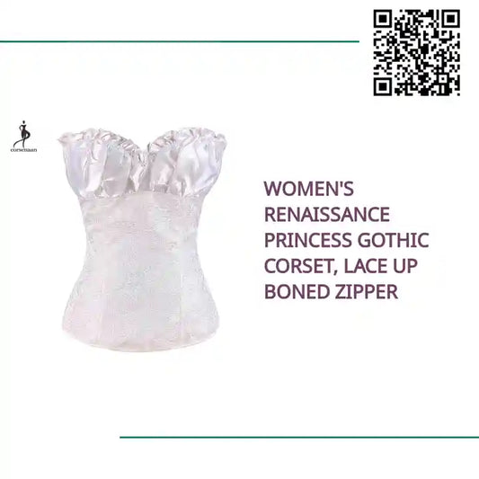 Women's Renaissance Princess Gothic Corset, Lace Up Boned Zipper by@Outfy