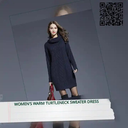 Women's Warm Turtleneck Sweater Dress by@Outfy