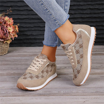 Flower Print Lace-up Sneakers Casual Fashion Lightweight Breathable