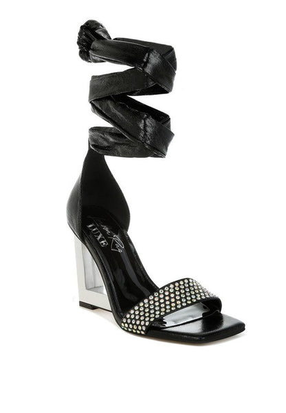 Hashira Rhinestone Studded Lace-Up Fantasy Heels