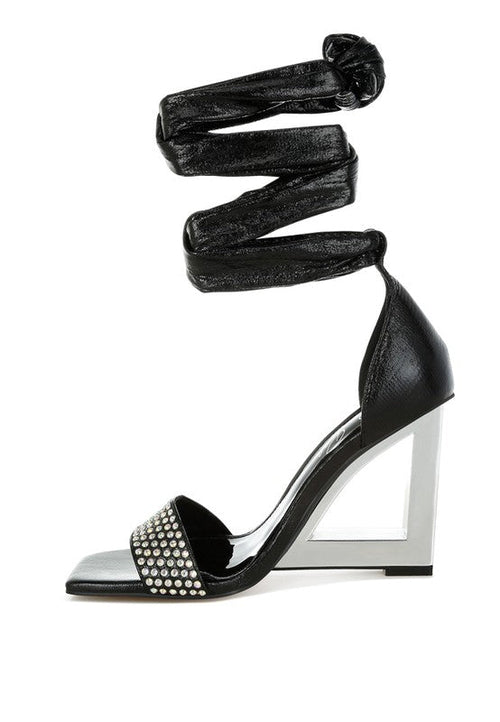 Hashira Rhinestone Studded Lace-Up Fantasy Heels