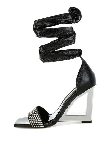 Hashira Rhinestone Studded Lace-Up Fantasy Heels