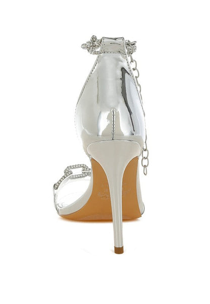Traben Rhinestones Chain Metallic Stiletto Sandals