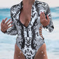 Animal Print Zipper Cut-Out Wetsuit LMH Beauty