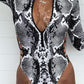 Animal Print Zipper Cut-Out Wetsuit LMH Beauty