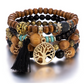 Bohemian style multi-layer wood beaded bracelet LMH Beauty