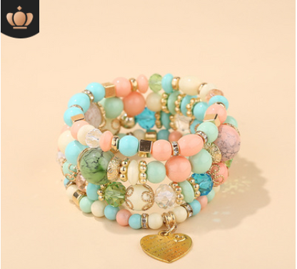Multi Layer Bead Beaded Boho Charm Bracelet Set LMH Beauty