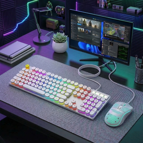 USB Wired Light Up Gaming Keyboard and Mouse Set