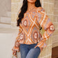 Printed Off-Shoulder Smocked Flounce Sleeve Blouse LMH Beauty