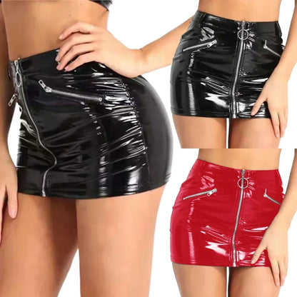 Women's Wetlook Latex Mini Skirts