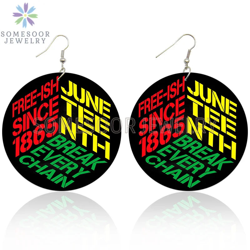 Juneteenth Vibes Design Wooden Drop Earrings