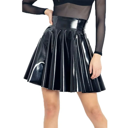 Women's Pleated Skirt Faux Leather Mini Skirt