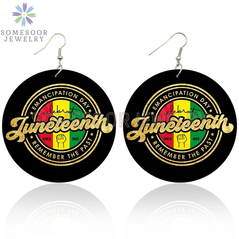 Juneteenth Vibes Design Wooden Drop Earrings