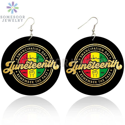 Juneteenth Vibes Design Wooden Drop Earrings