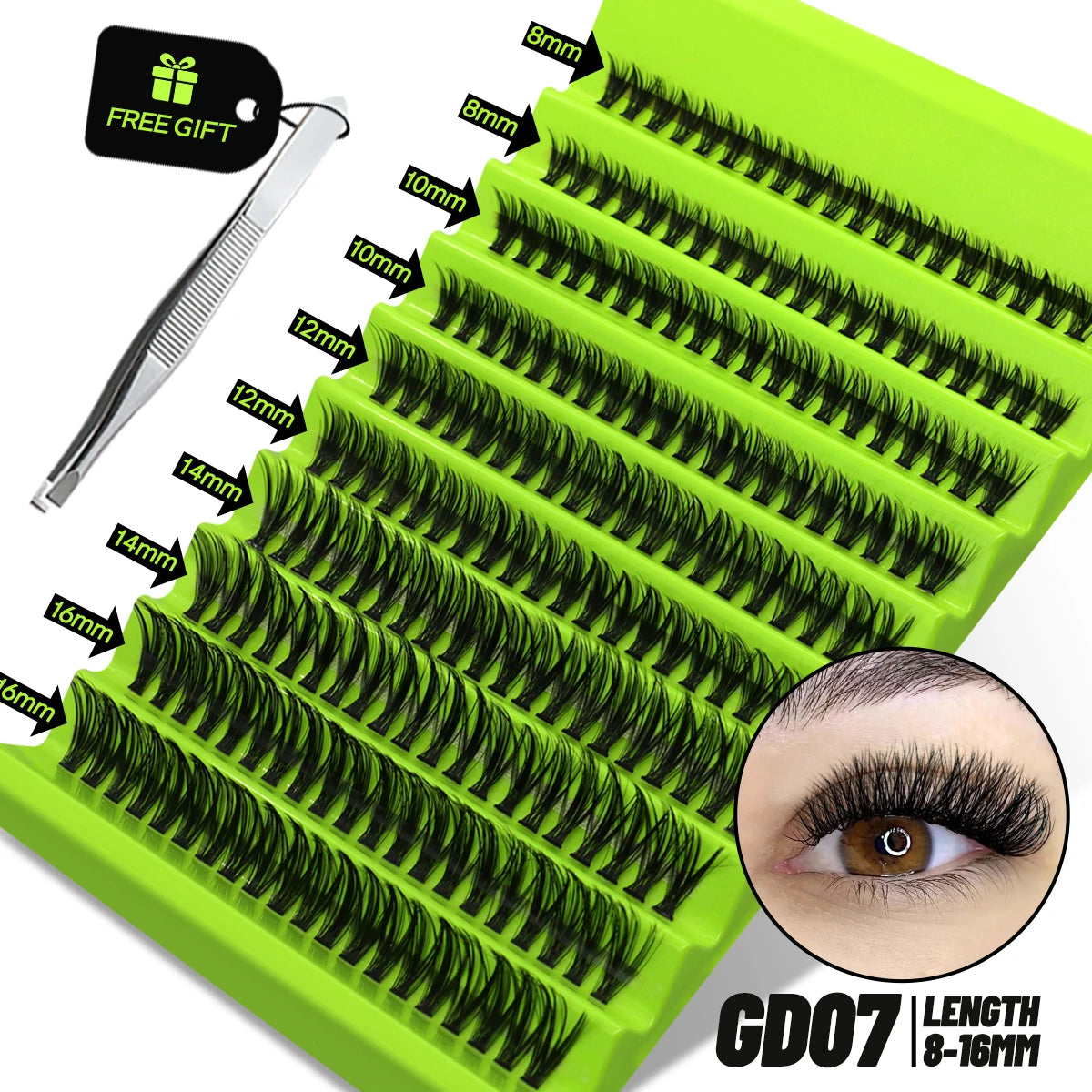 Cat Eye, Mink Lash Extension Kit with Bond, Seal, and Lash Applicator