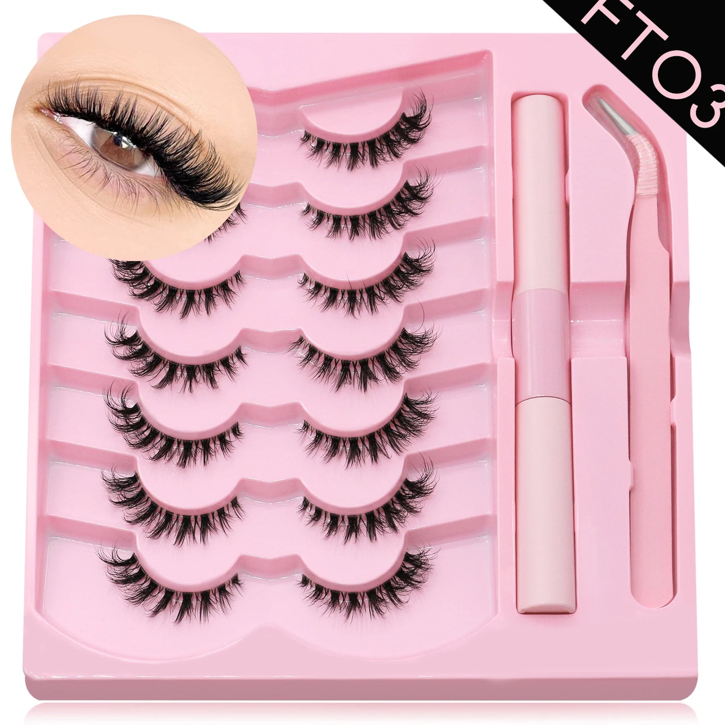 Cat Eye, Mink Lash Extension Kit with Bond, Seal, and Lash Applicator