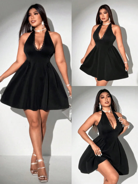 Women's Halter Black Mini Dress