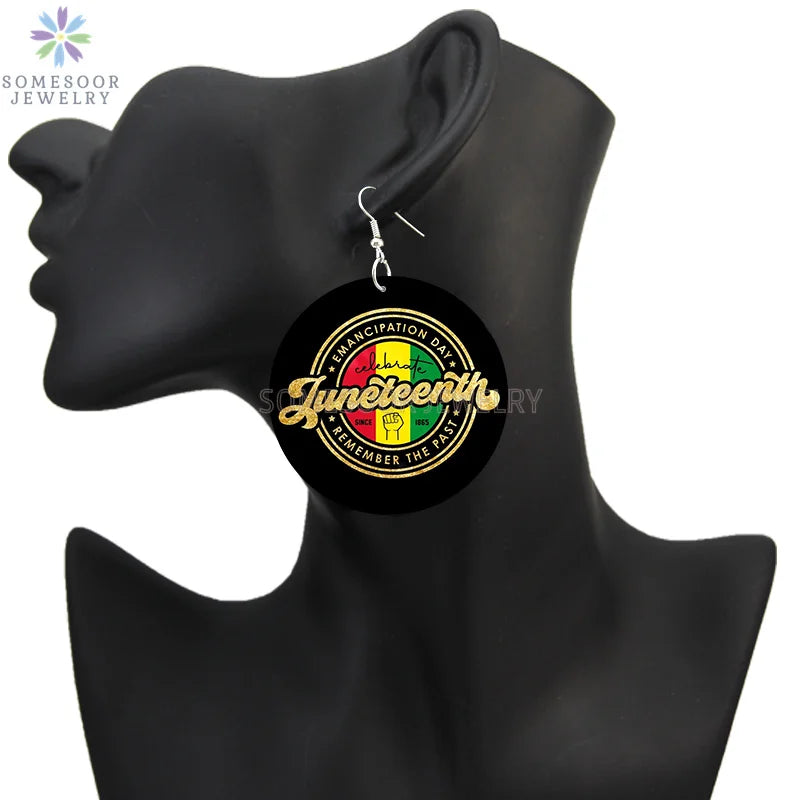 Juneteenth Vibes Design Wooden Drop Earrings