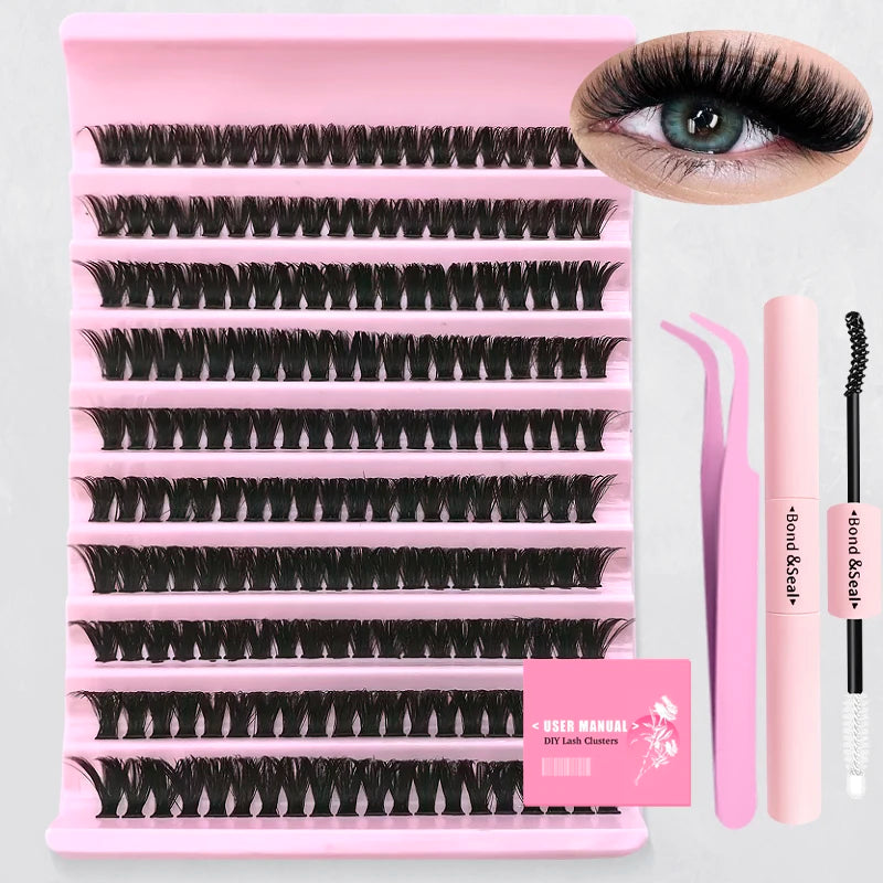 Eyelash Extension Kit with Tweezers, Glue, and Sealer