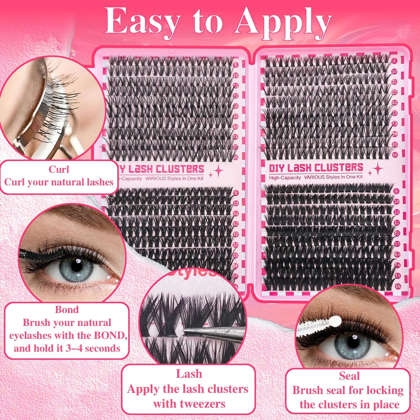Eyelash Extension Kit with Tweezers, Glue, and Sealer