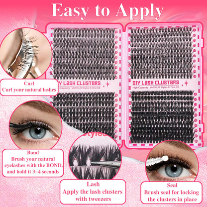 Eyelash Extension Kit with Tweezers, Glue, and Sealer