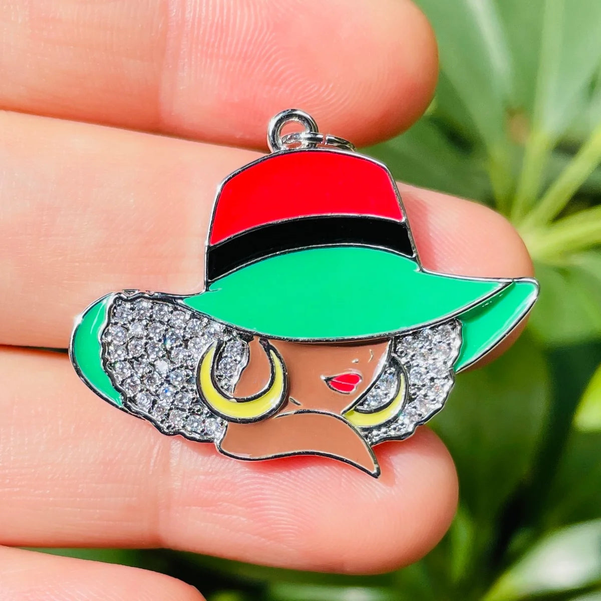 Afro Black Girl Charm Pendant
