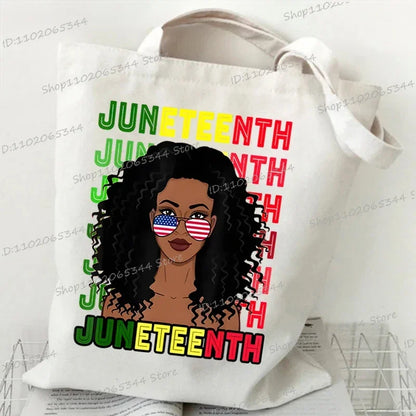 "Juneteenth Is My Independence Day" Women's Canvas Tote Bag